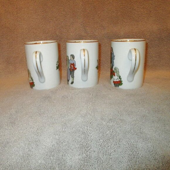 Vtg Fitz And Floyd Deck The Halls Coffee Tea Mugs Set Of 3 Lot Christmas Japan - Picture 5 of 9
